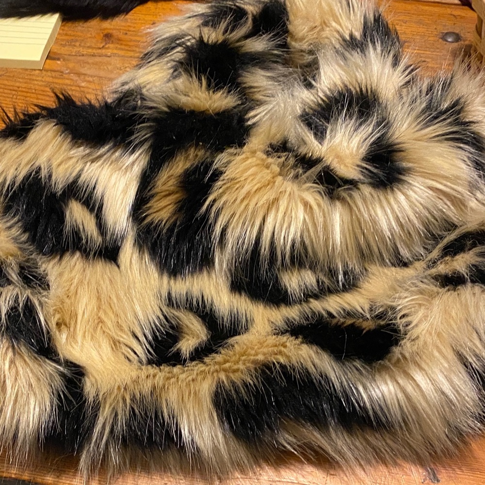 Urban Outfitters Black and Tan Faux Fur Shoulder Bag